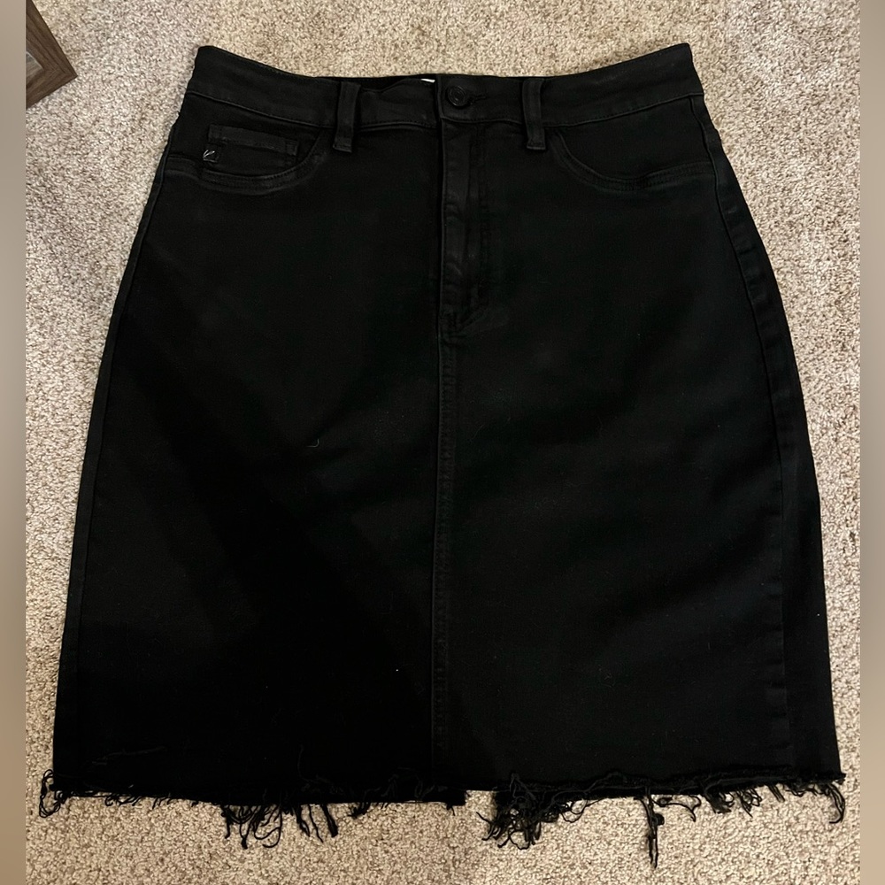 Black Denim Long Skirt
